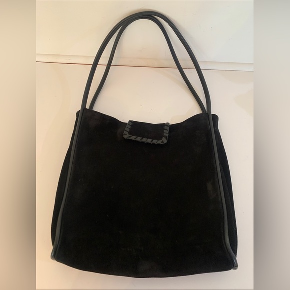 Doncaster Bags Vintage Doncaster Black Suede Large Elongated Tote